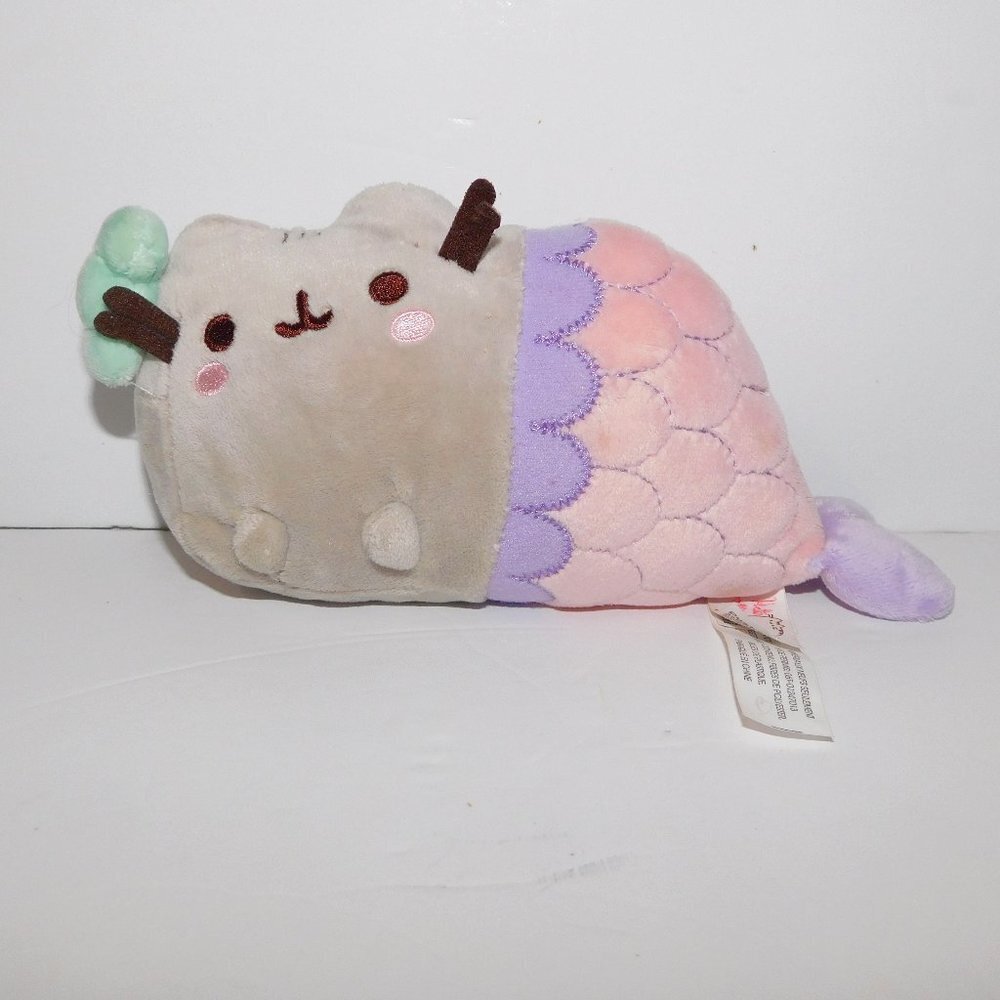 Gund Pusheen Cat Mermaid with Green Spiral Shell 7" Plush Stuffed